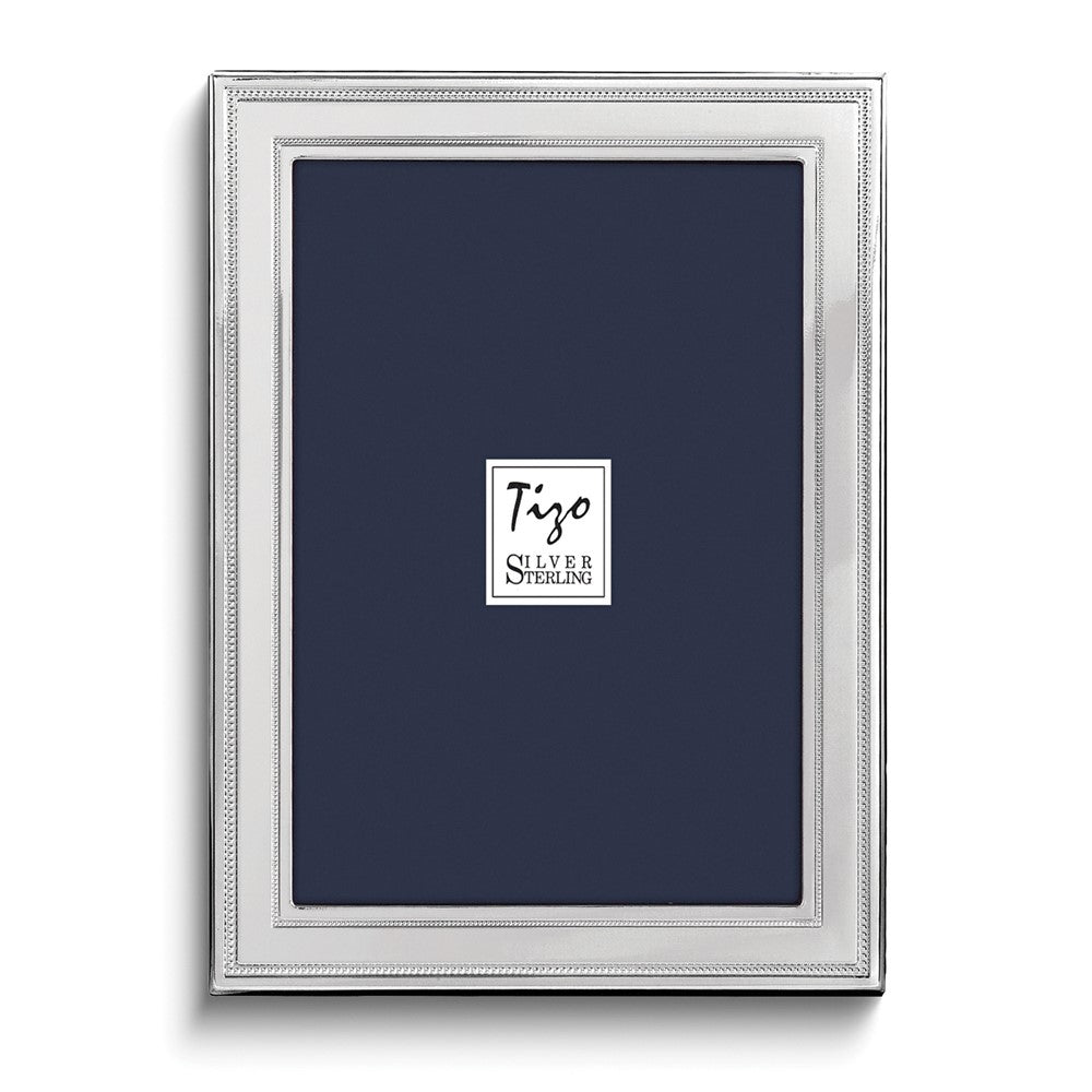 Sterling Silver Tarnish Resistant Double Beaded 4x6 Photo Frame with Finished Wood Back