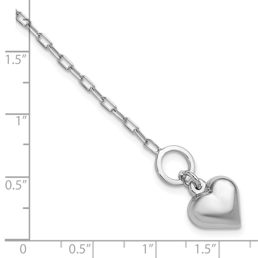 Sterling Silver Rhodium-plated Polished Heart Toggle Bracelet 7.5 inches