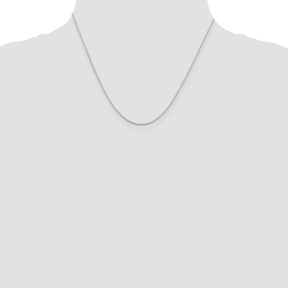 Sterling Silver Rhodium-plated .6mm Mirror Box Chain w/2in ext. 18 Inches