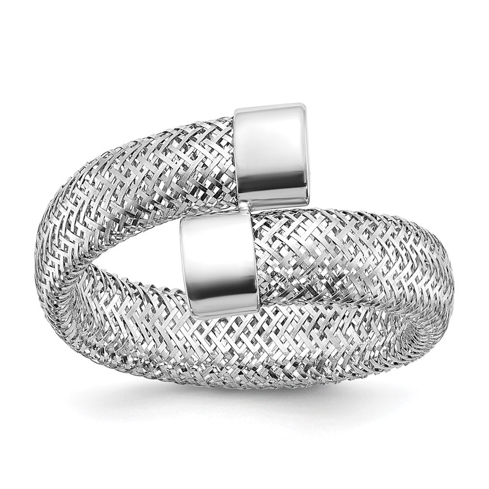 14K w/Rhodium Mesh Bypass Stretch Ring