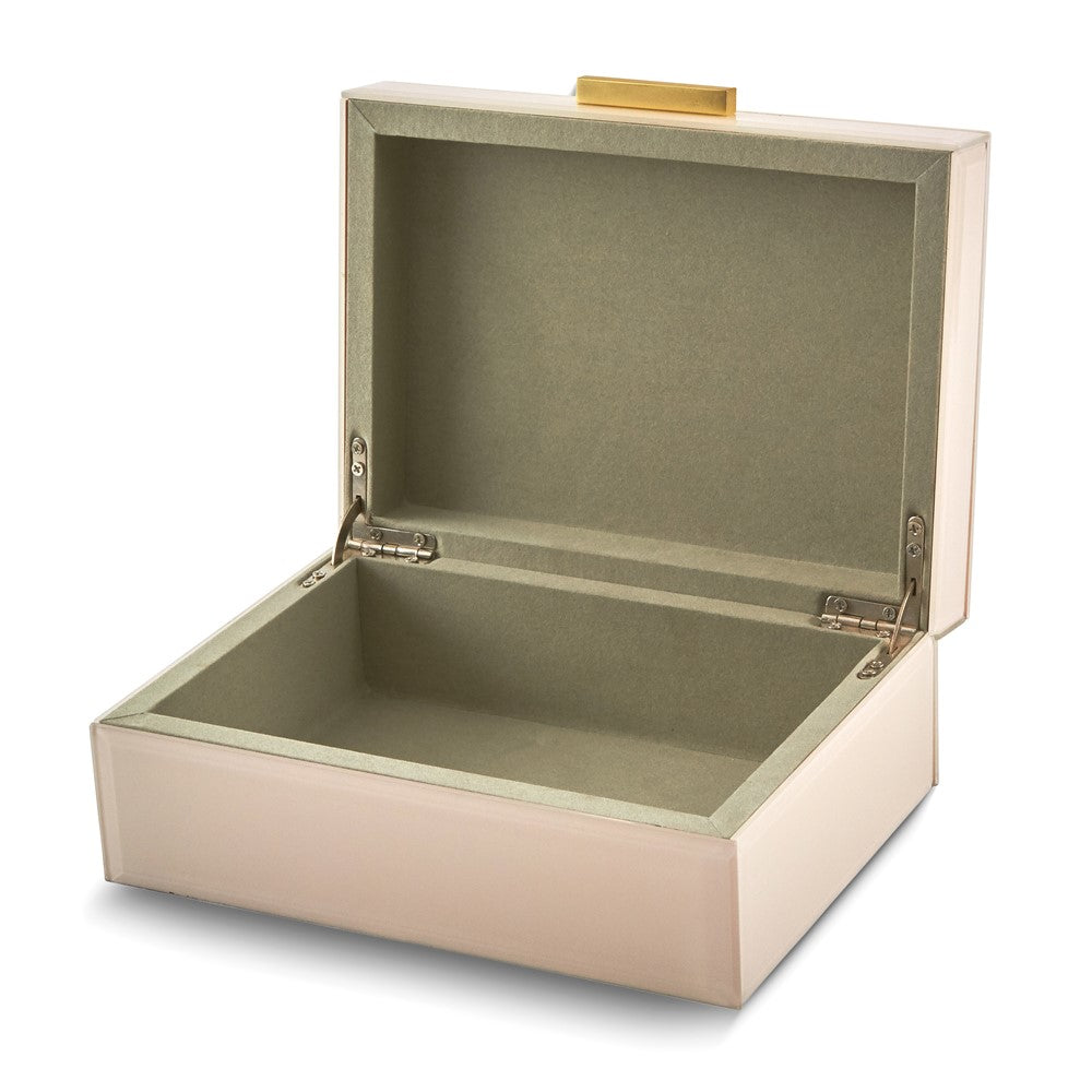 High Gloss Light Pink Lacquer Gold-tone Handle Wooden Keepsake Box