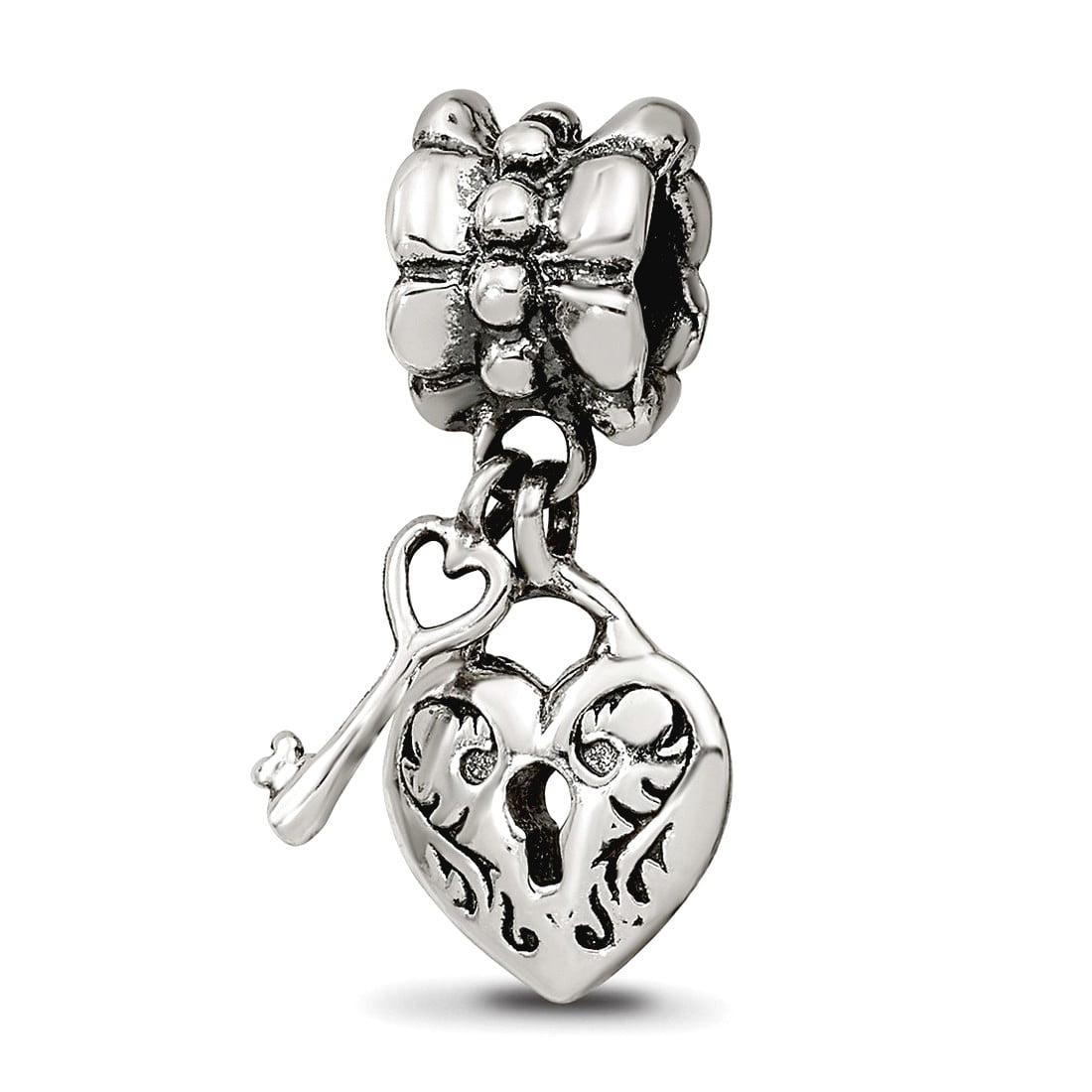 Sterling Silver Reflections Heart & Key Dangle Bead