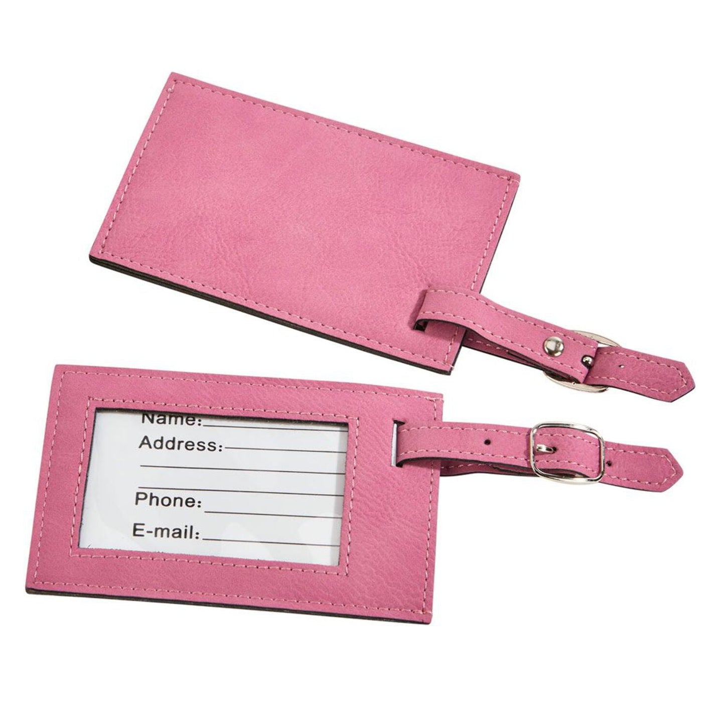 4.25" x 2.75" Pink Rectangular Leatherette Luggage Tag