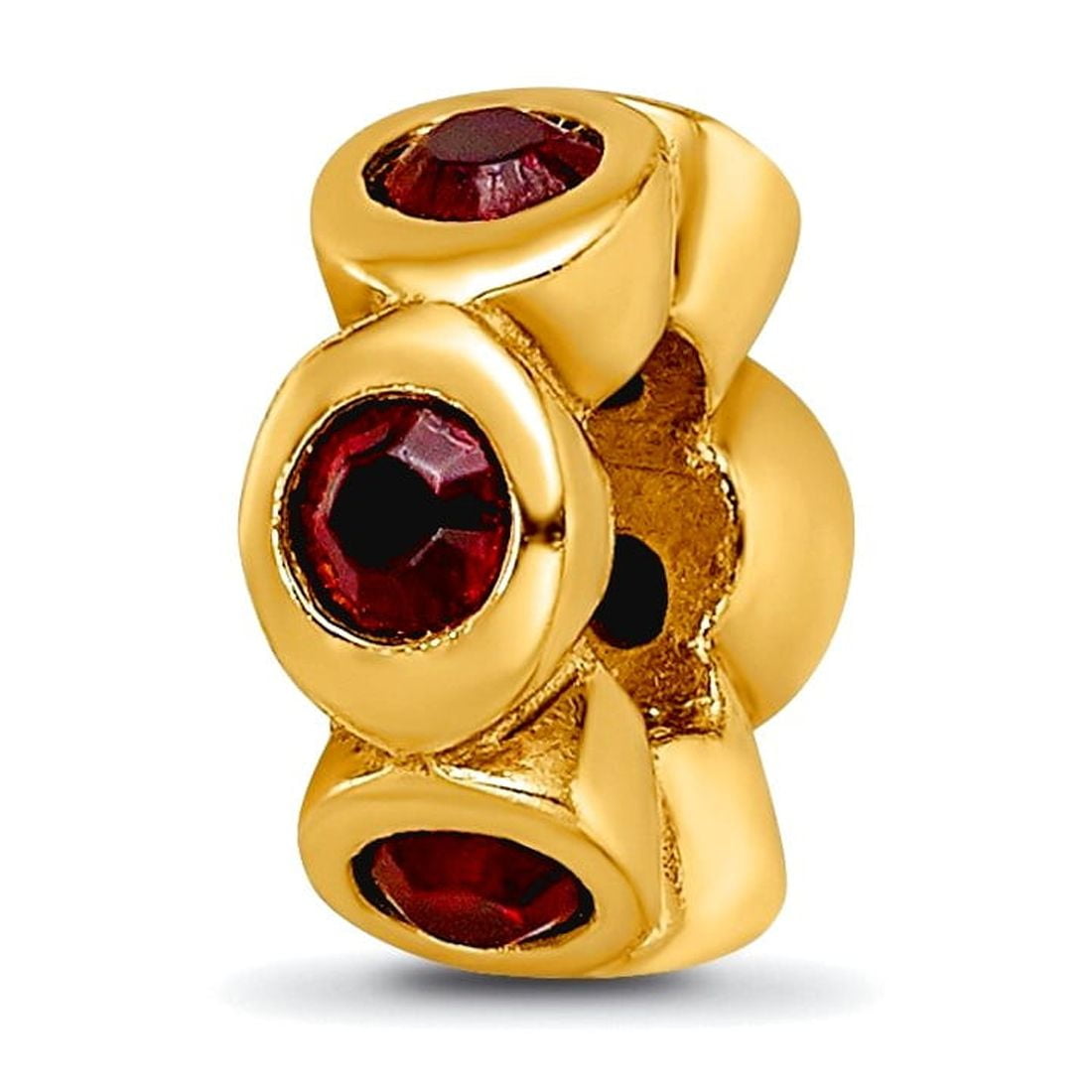 Sterling Silver Gold-plated Reflections Jan Red Preciosa Crystal Bead