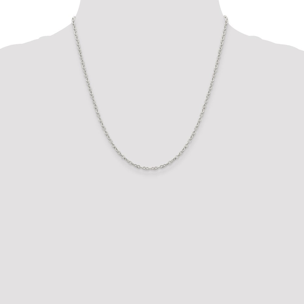 Sterling Silver 2.5mm Flat Open Oval Cable Chain 20 Inches