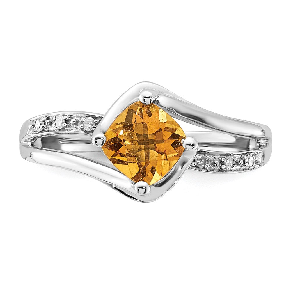 10K White Gold Citrine and Diamond Ring