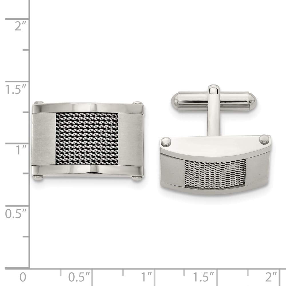 Stainless Steel Wire Brushed and Polished Cuff Links