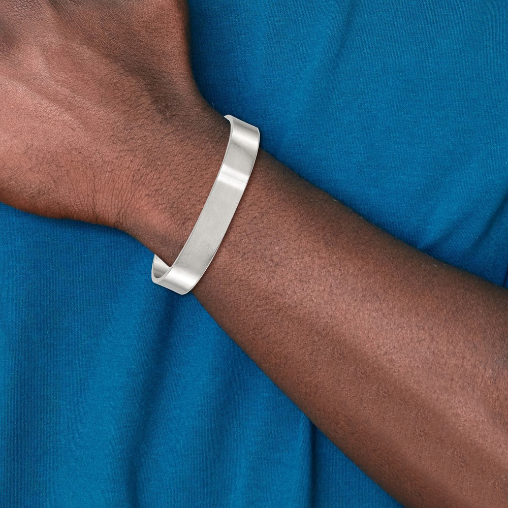 Stainless Steel Brushed 12mm Cuff Bangle 8 inches