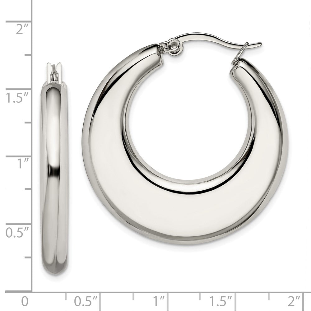 Stainless Steel Polished 35mm Diameter Hollow Hoop Earrings