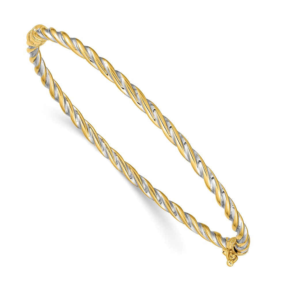 14k Two-Tone Polished Hinged Bangle Bracelet 7 inches