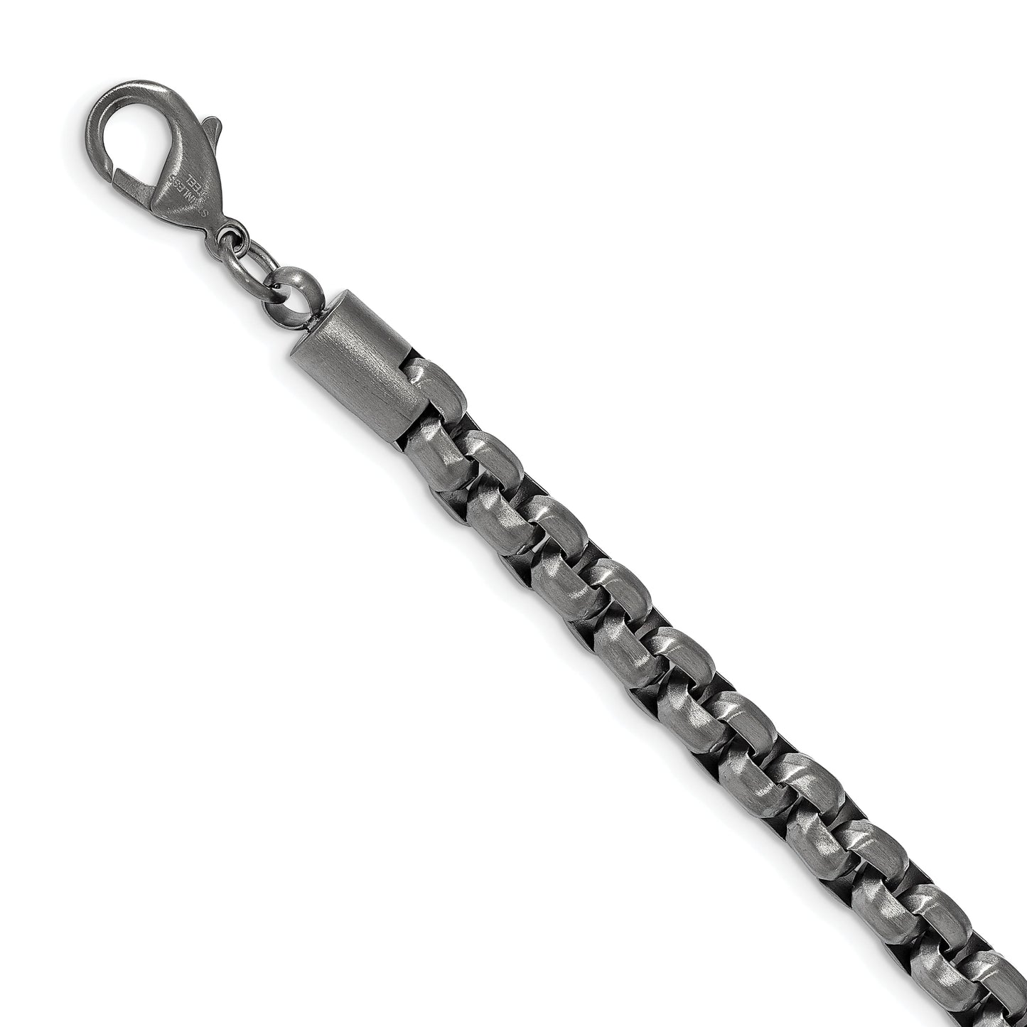 Chisel Stainless Steel Polished Gun Metal IP-plated 8.5 inch Box Chain Bracelet