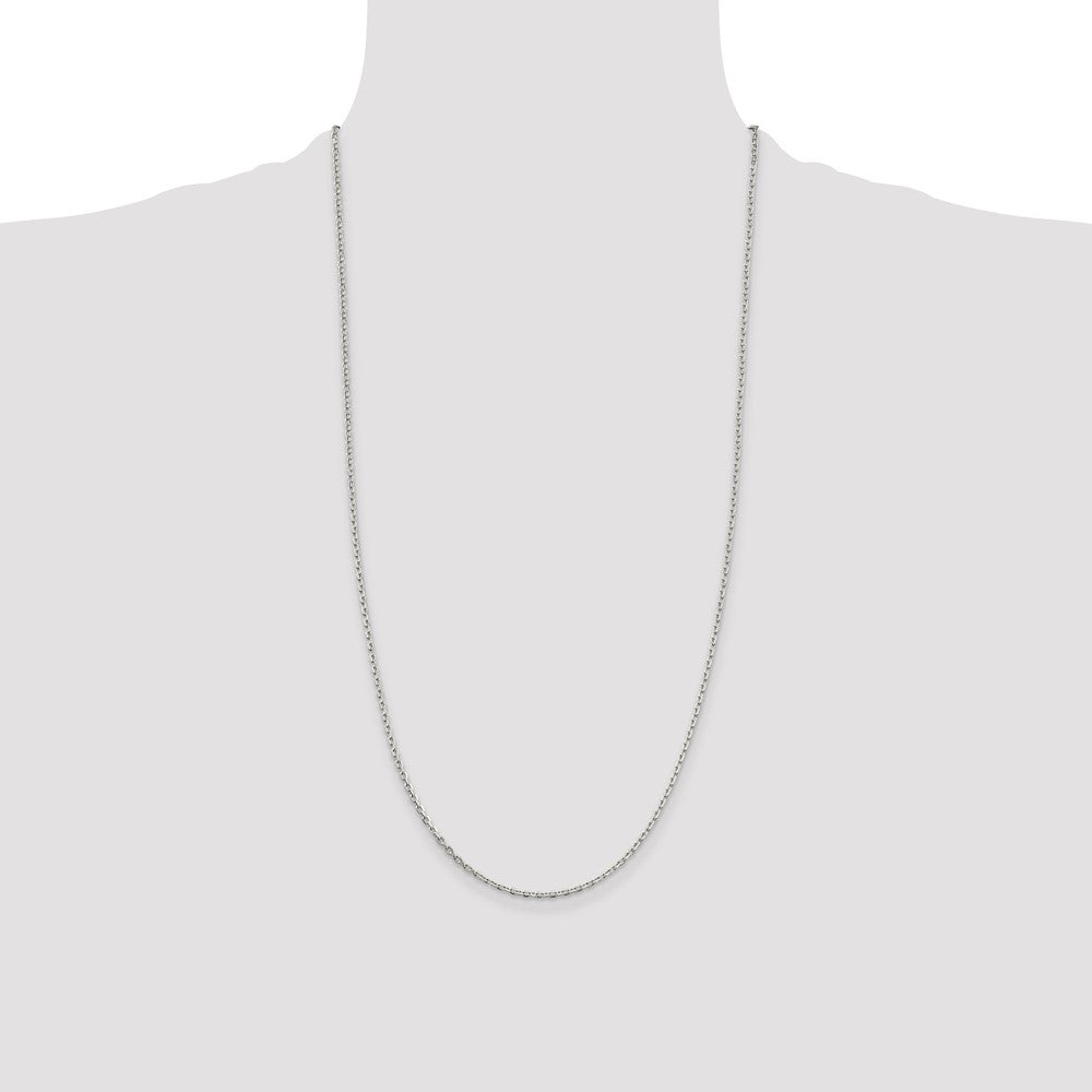 Sterling Silver 2mm Beveled Oval Cable Chain 28 Inches