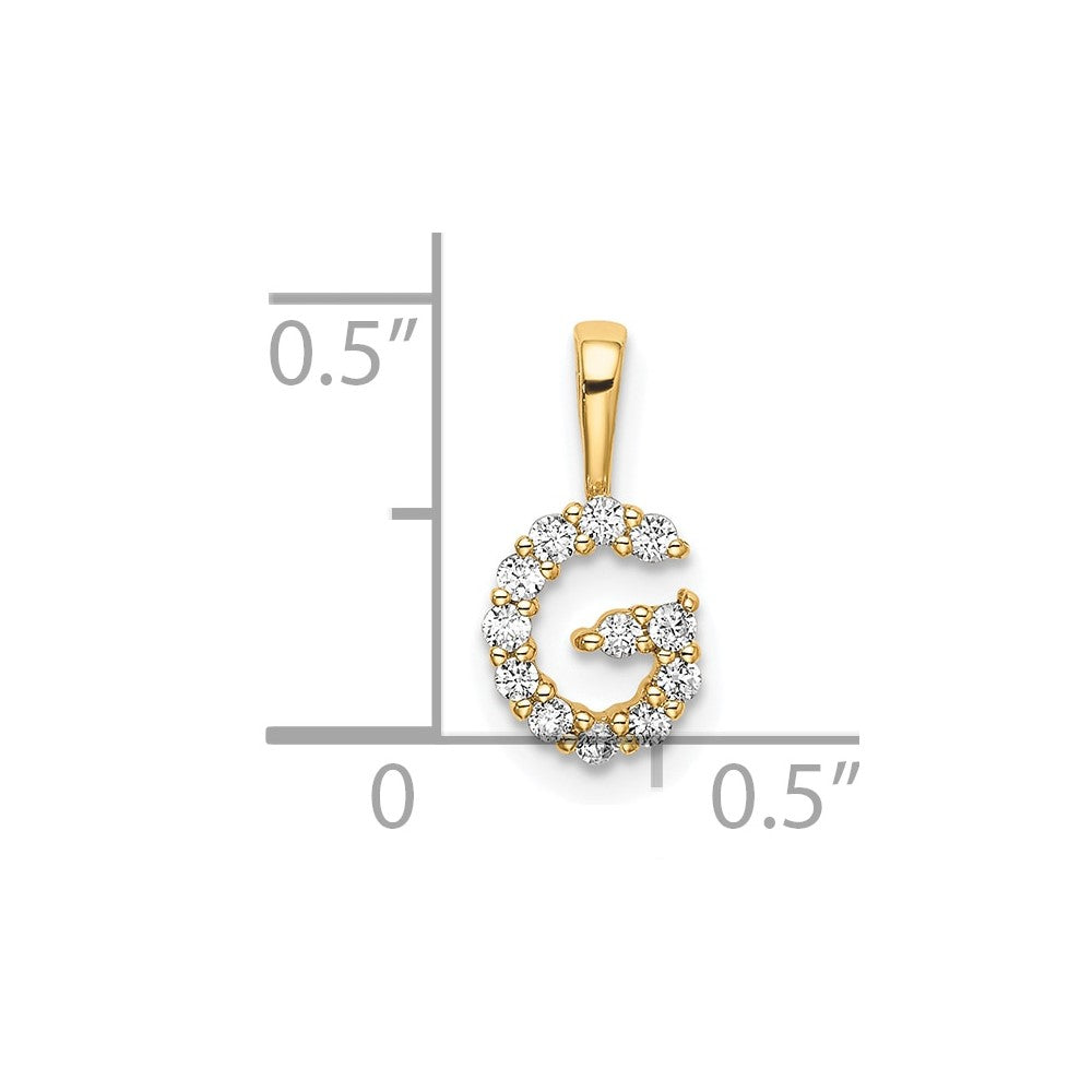 14k 1/8 carat Lab Grown Diamond VS/SI+ G+ Letter G Intitial Pendant