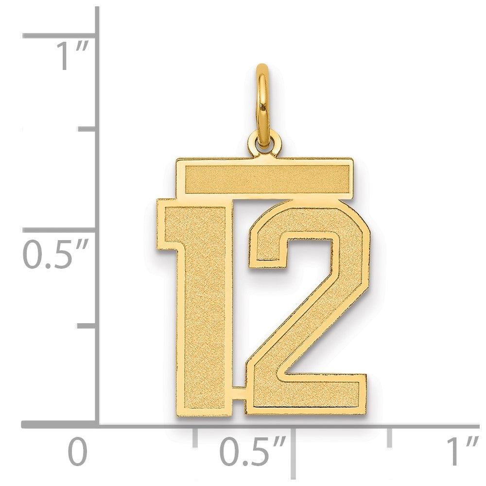 14k Medium Satin Number 12 Charm