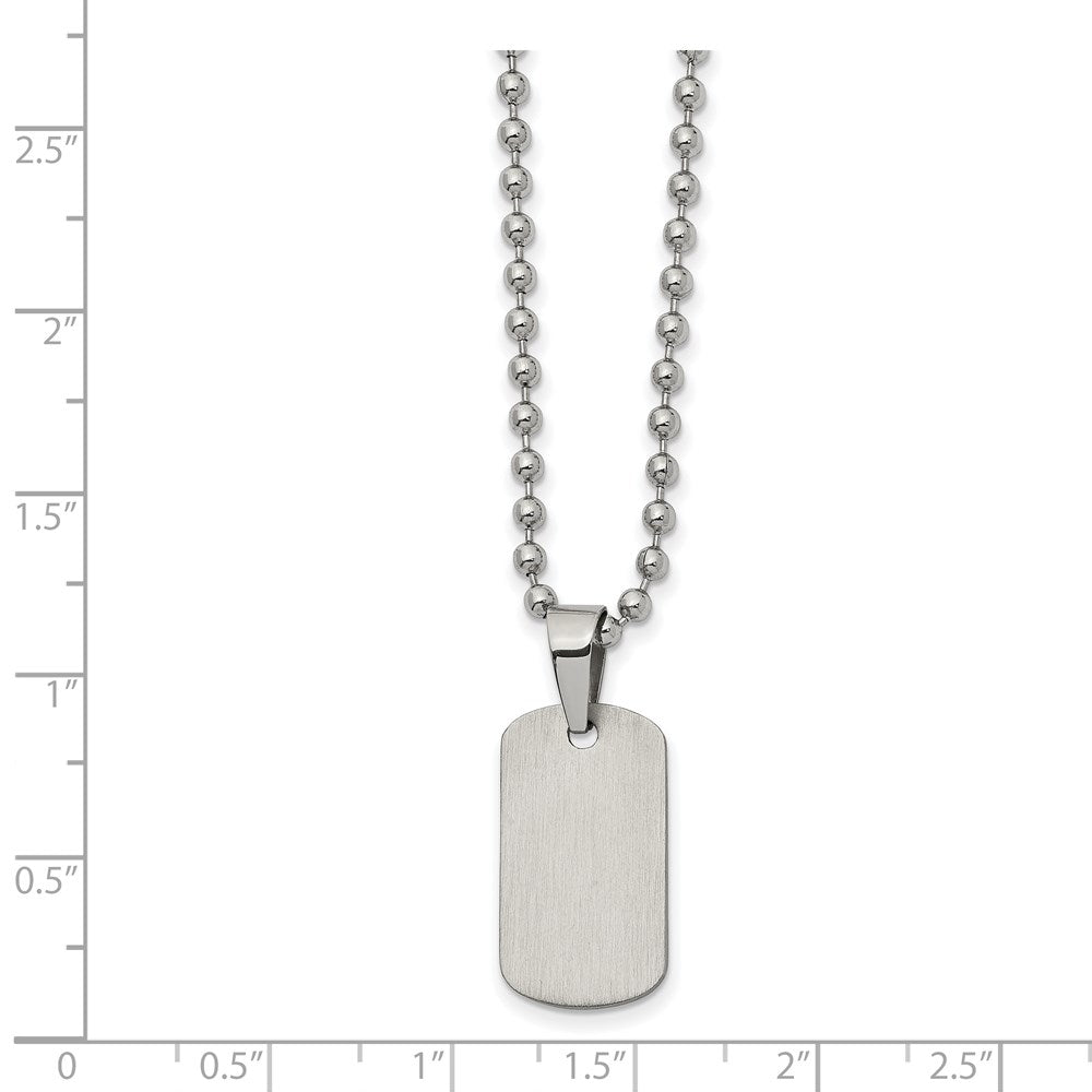 Stainless Steel Brushed and Polished Reversible Dog Tag 22in Necklace