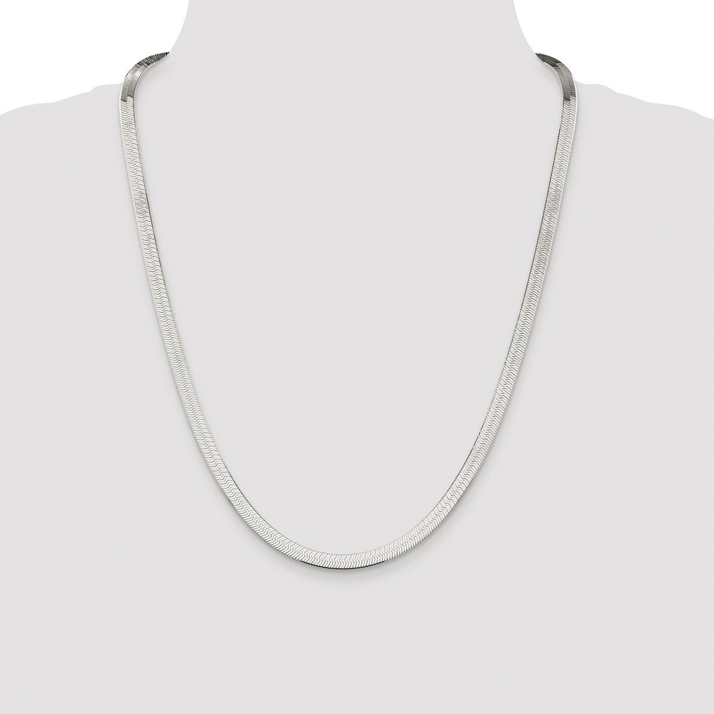Sterling Silver Rhodium-plated 5.25mm Magic Herringbone Chain
