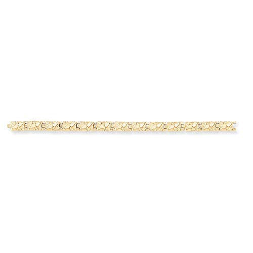 14k Polished and Textured 5.5mm 7 inch Nugget Bracelet