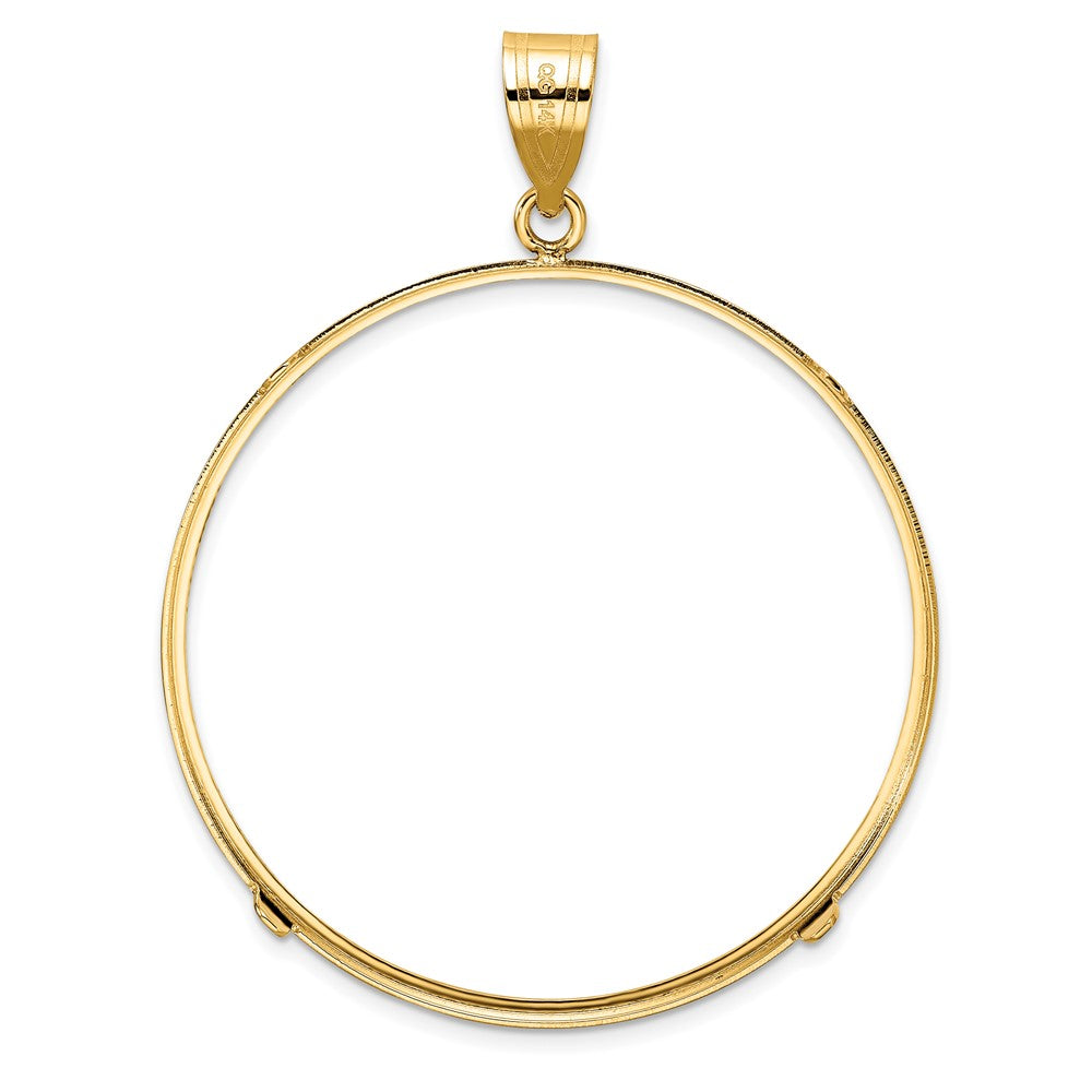 Wideband Distinguished Coin Jewelry 14k Polished and Diamond-cut 38.1mm Prong Coin Bezel Pendant