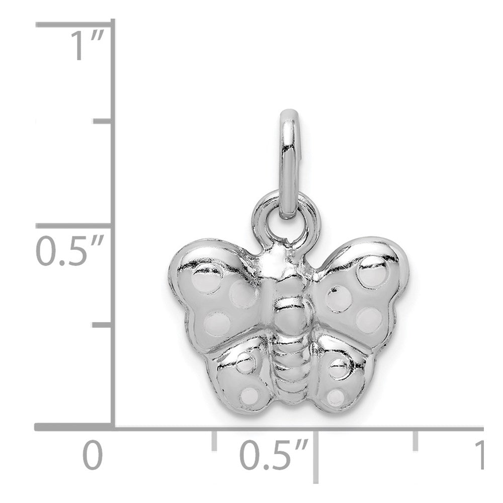 Sterling Silver Rhodium-plated Polished Butterfly Pendant