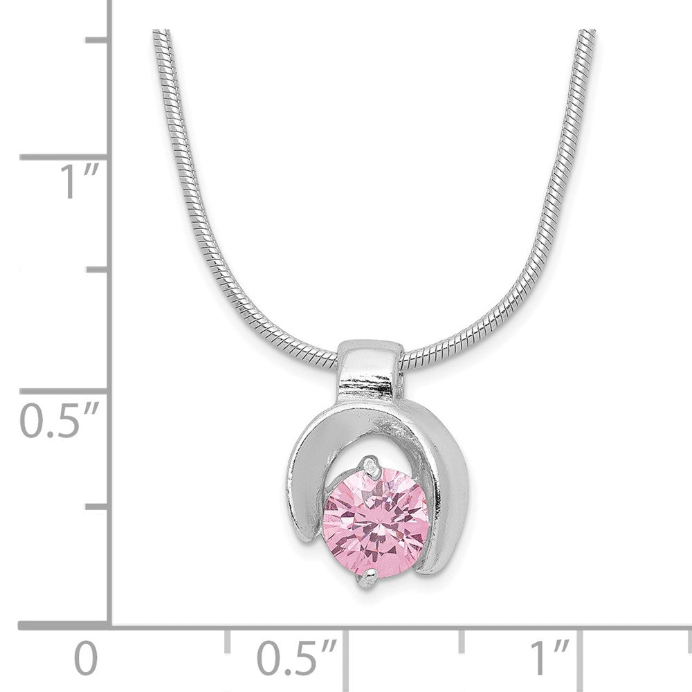 Sterling Silver Pink CZ Necklace