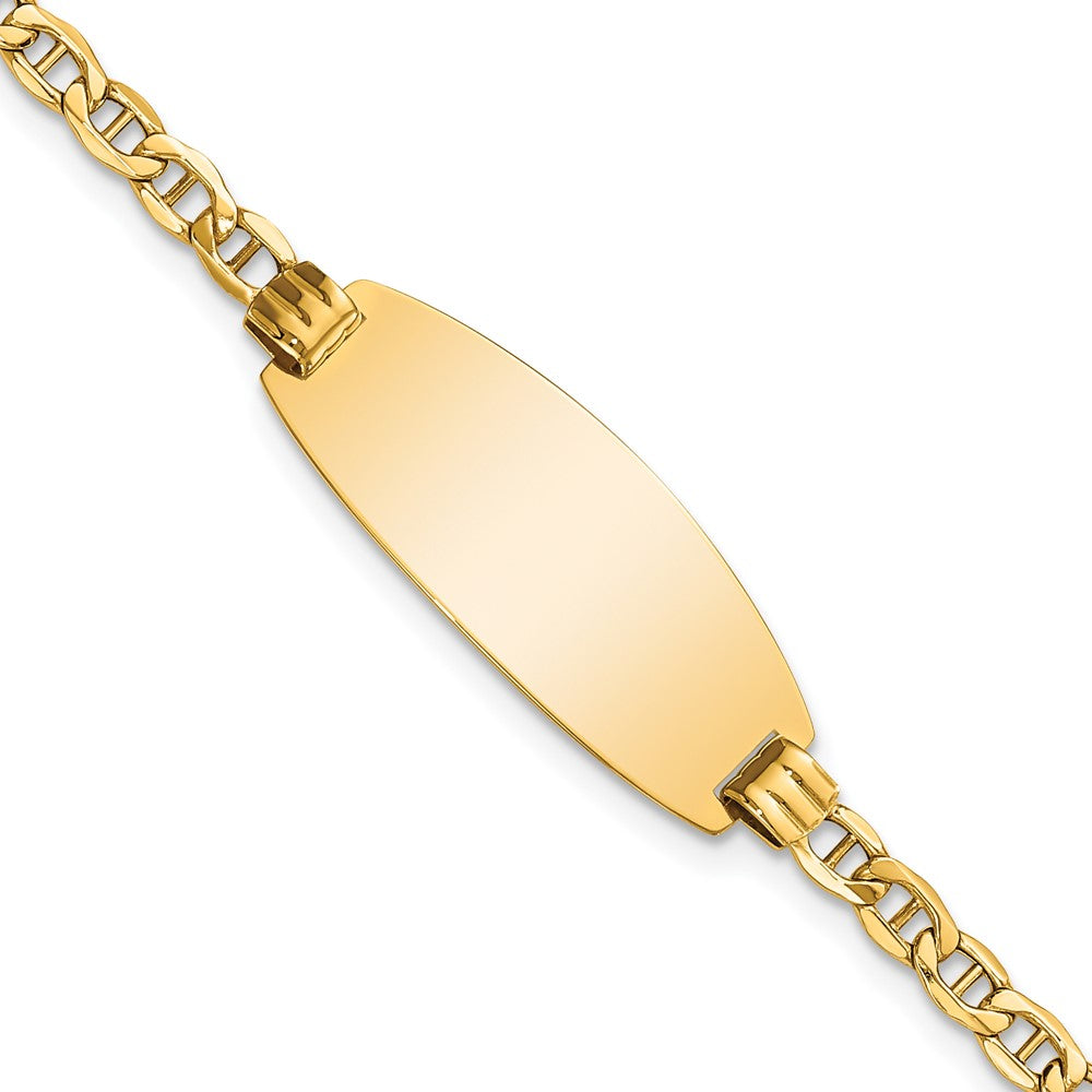 14k Semi-Solid Oval Anchor ID Bracelet 8 inches