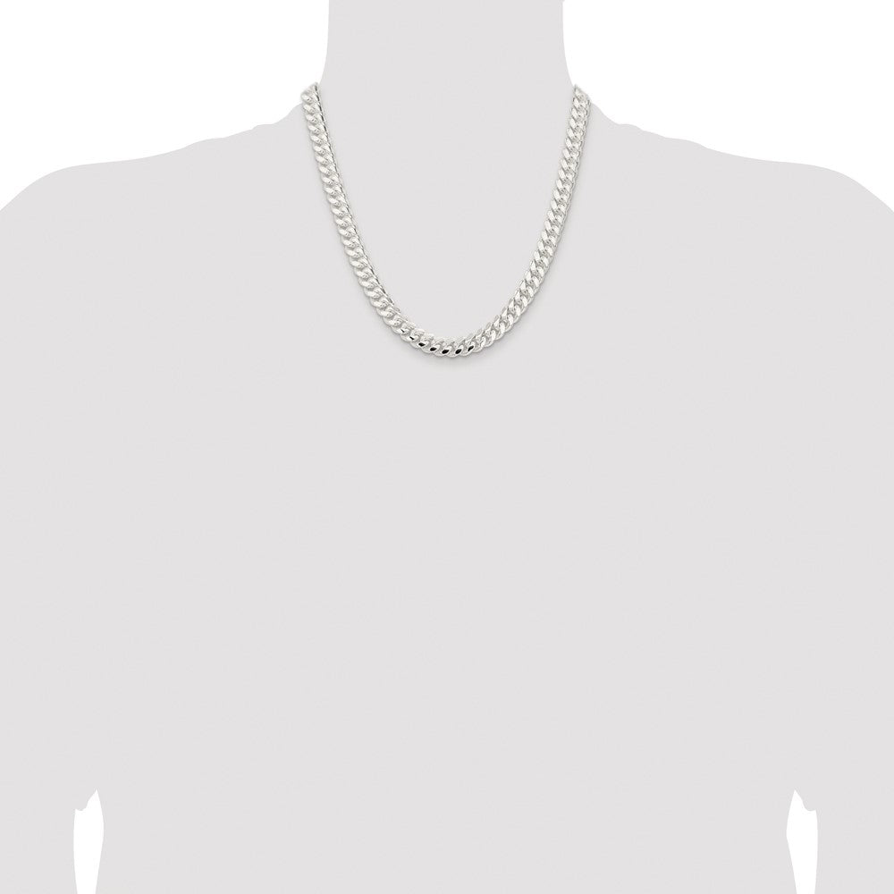 Sterling Silver Rhodium-plated 9mm Polished Domed Curb Chain