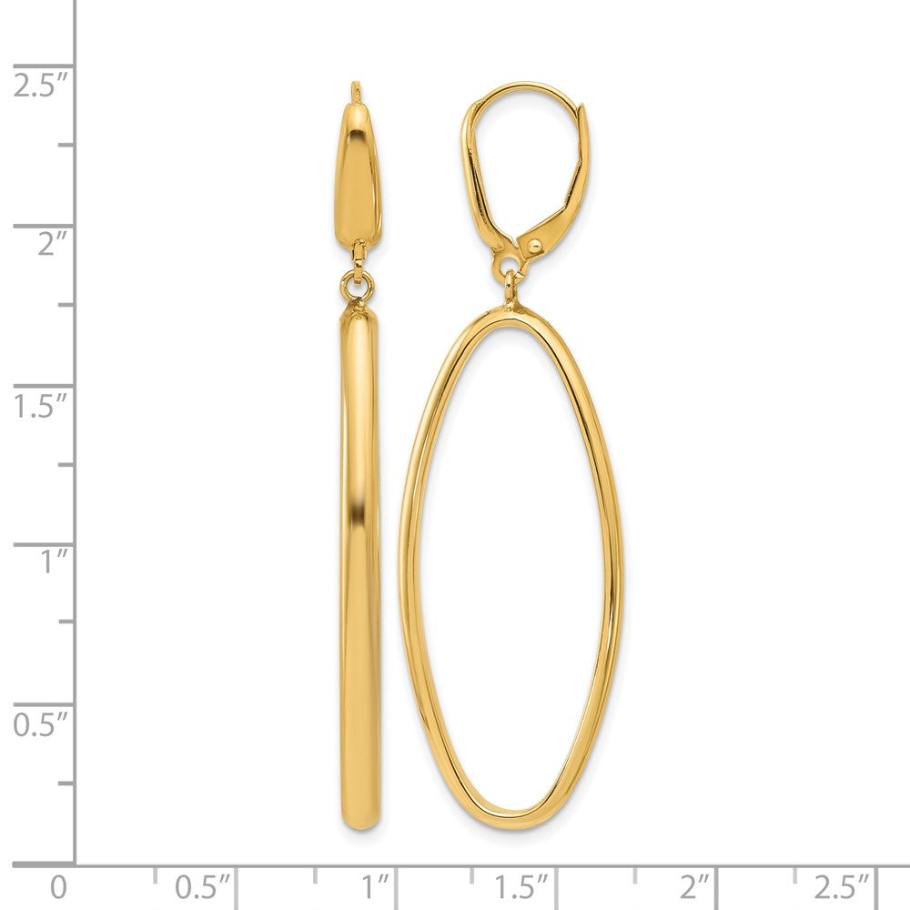 14K Polished Oval Dangle Leverback Earrings