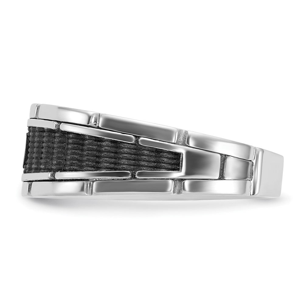 IBGoodman 14k White Gold Men's Polished and Textured Solitaire Ring Mounting