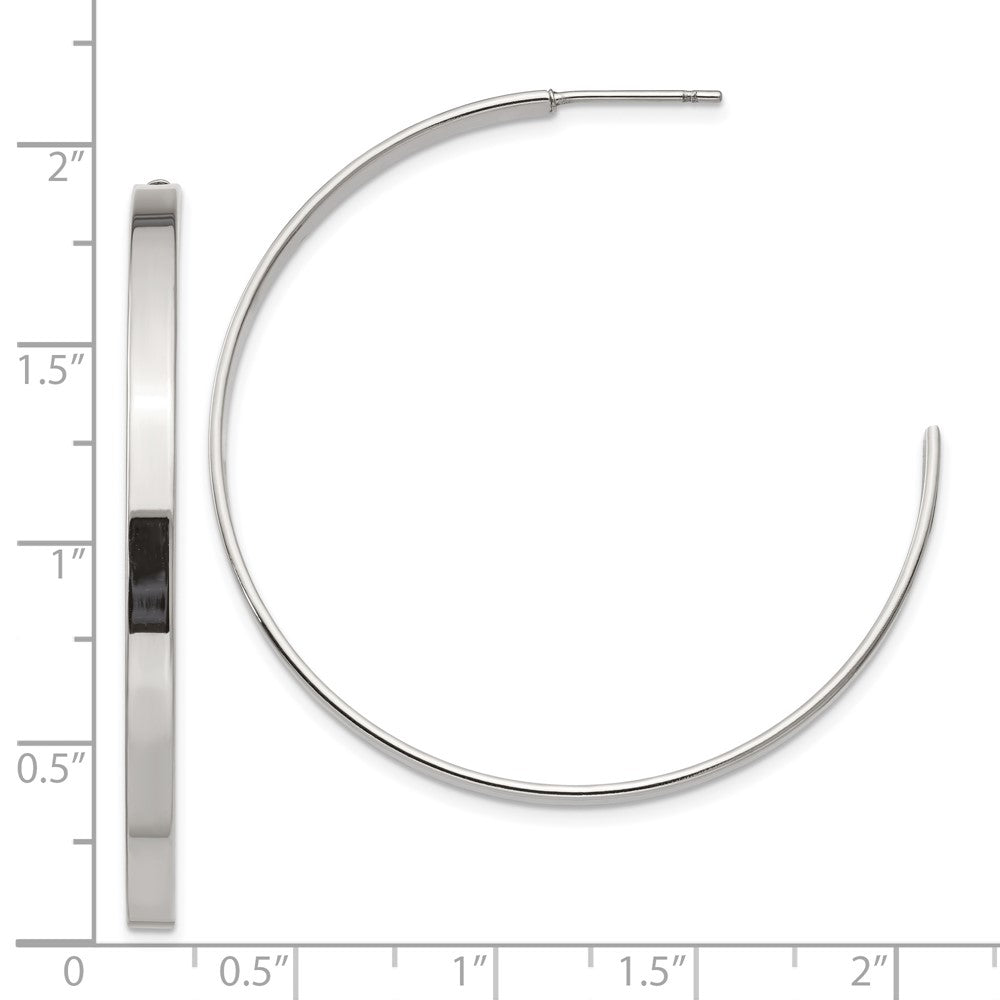 Stainless Steel Polished 44mm Diameter J Hoop Post Earrings