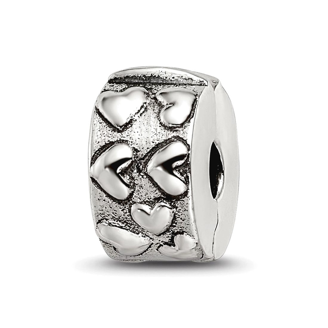 Sterling Silver Reflections Hinged Hearts Clip Bead