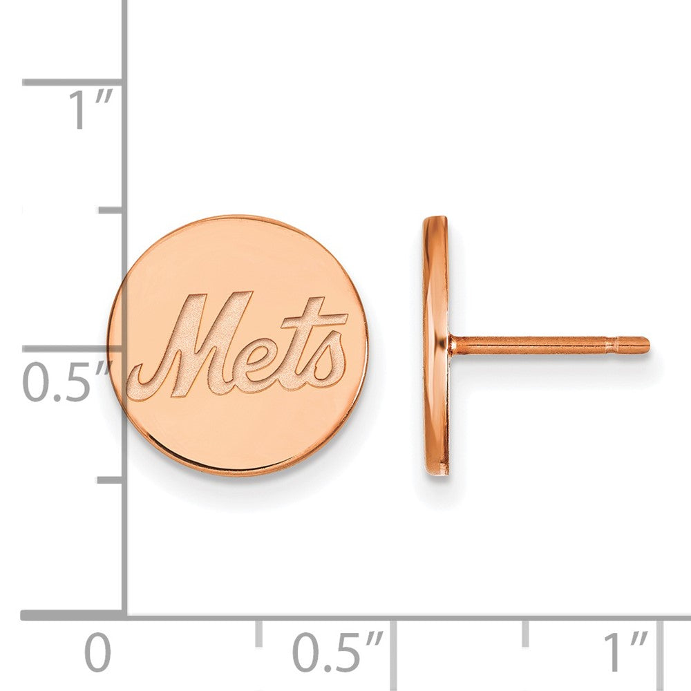 SS Rose Gold-plated MLB LogoArt New York Mets Small Disc Earring