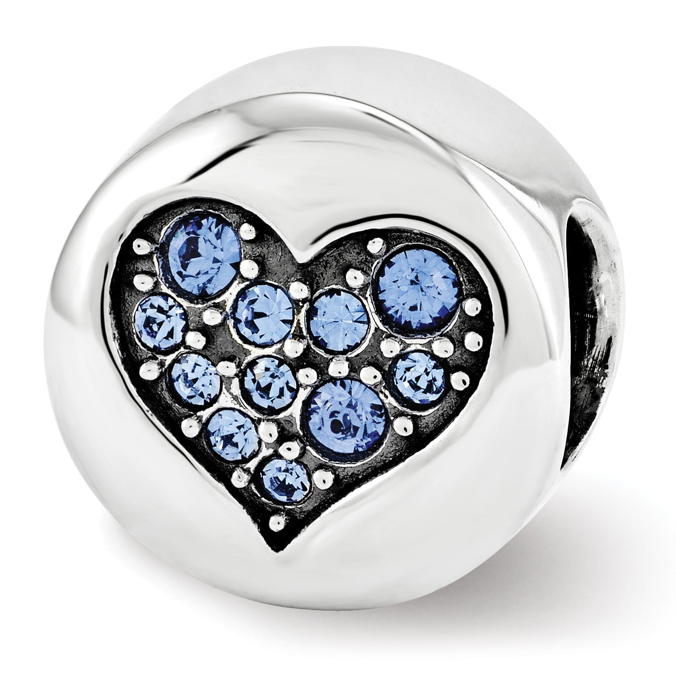 Sterling Silver Reflections Sep Blue Crystal Wisdom Heart Bead
