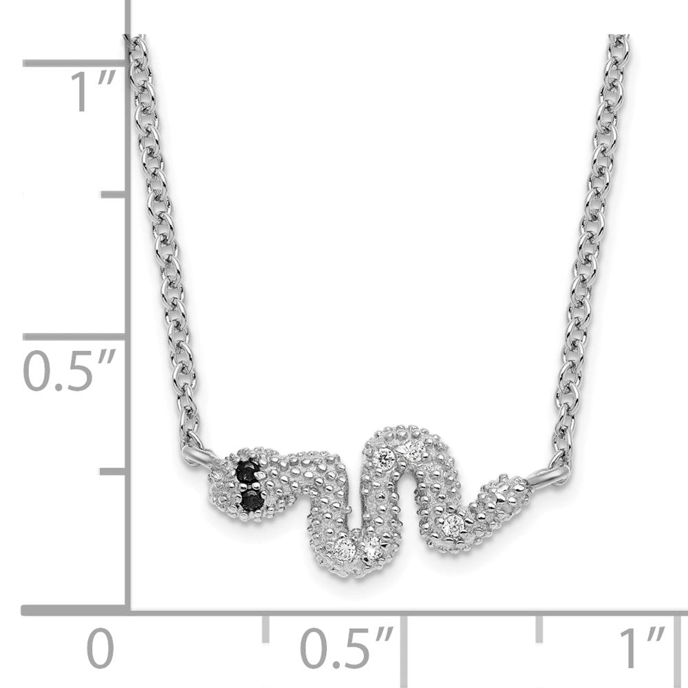 Sterling Silver with 2 in ext Rhodium-plated CZ Snake Necklace