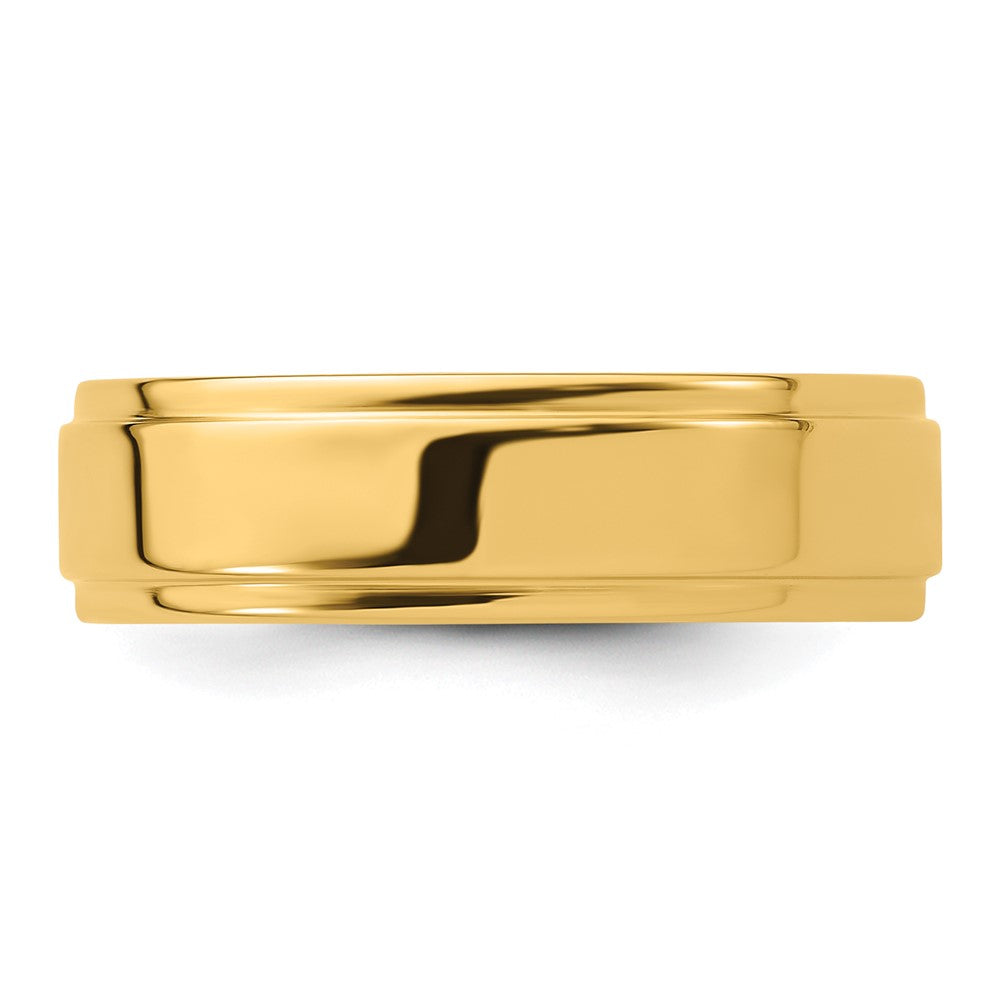 14k Yellow Gold 6mm Flat with Step Edge Wedding Band Size 9.5