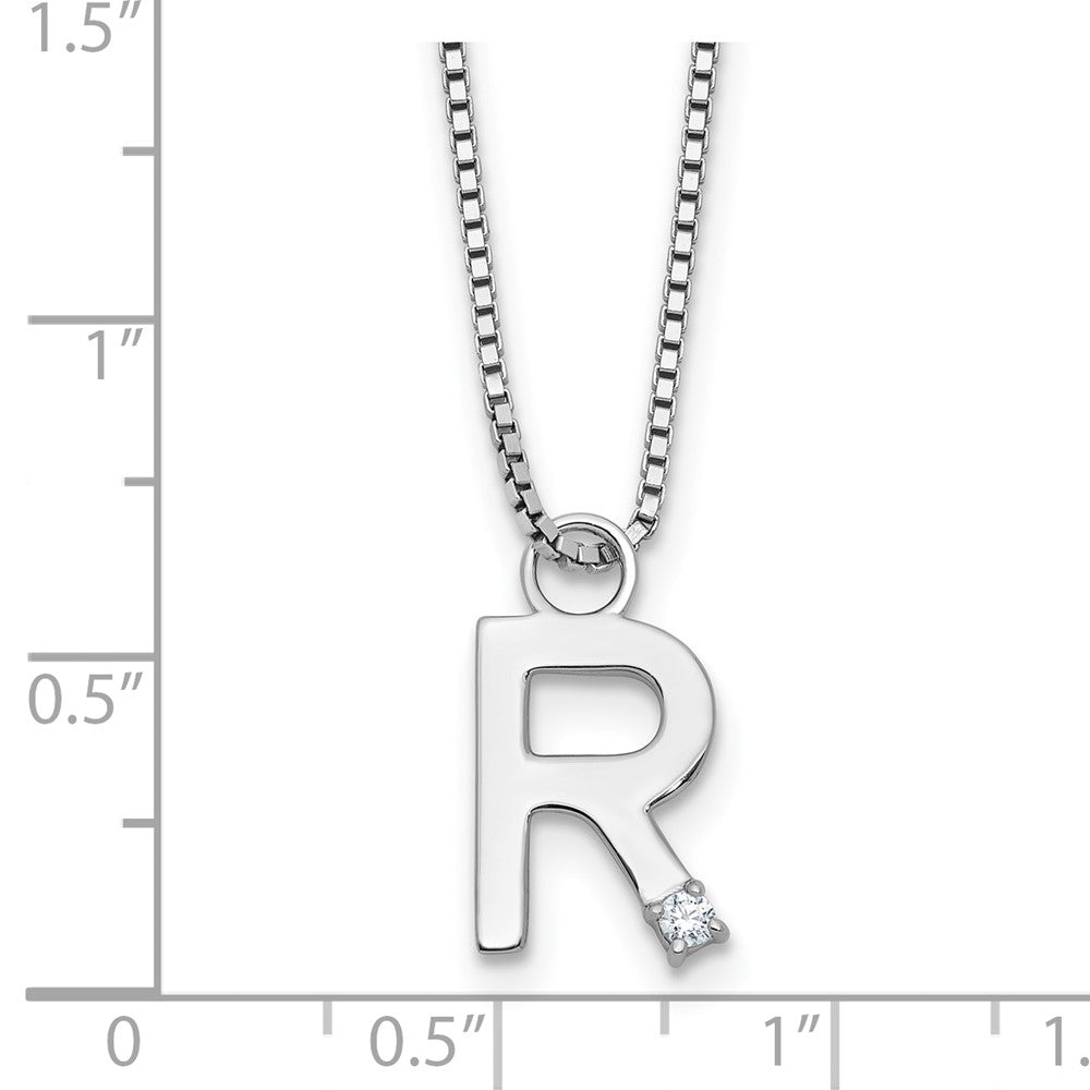 White Ice Sterling Silver Rhodium-plated 18 inch Diamond Letter R Initial Necklace plus 2 inch Extender 18 Inches