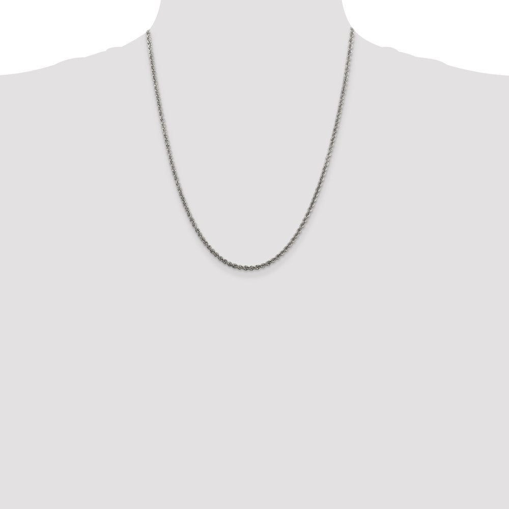 Sterling Silver 2.5mm Solid Rope Chain 22 Inches