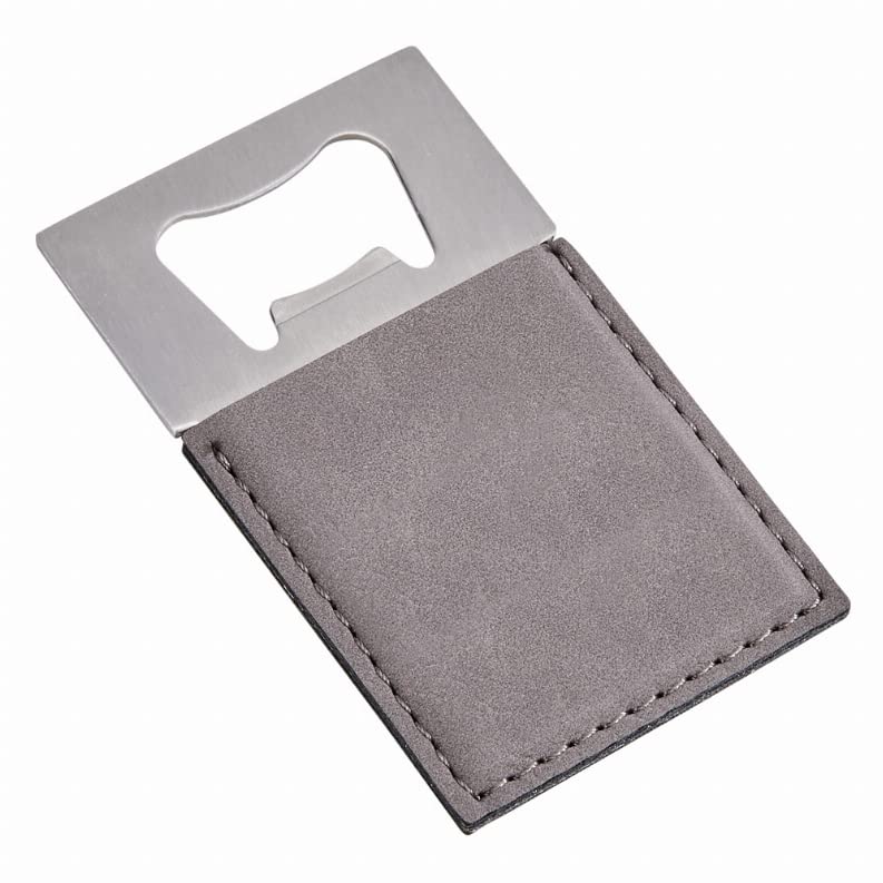 Contemporary Home Living 3.5" Gray Leatherette Bottle Opener
