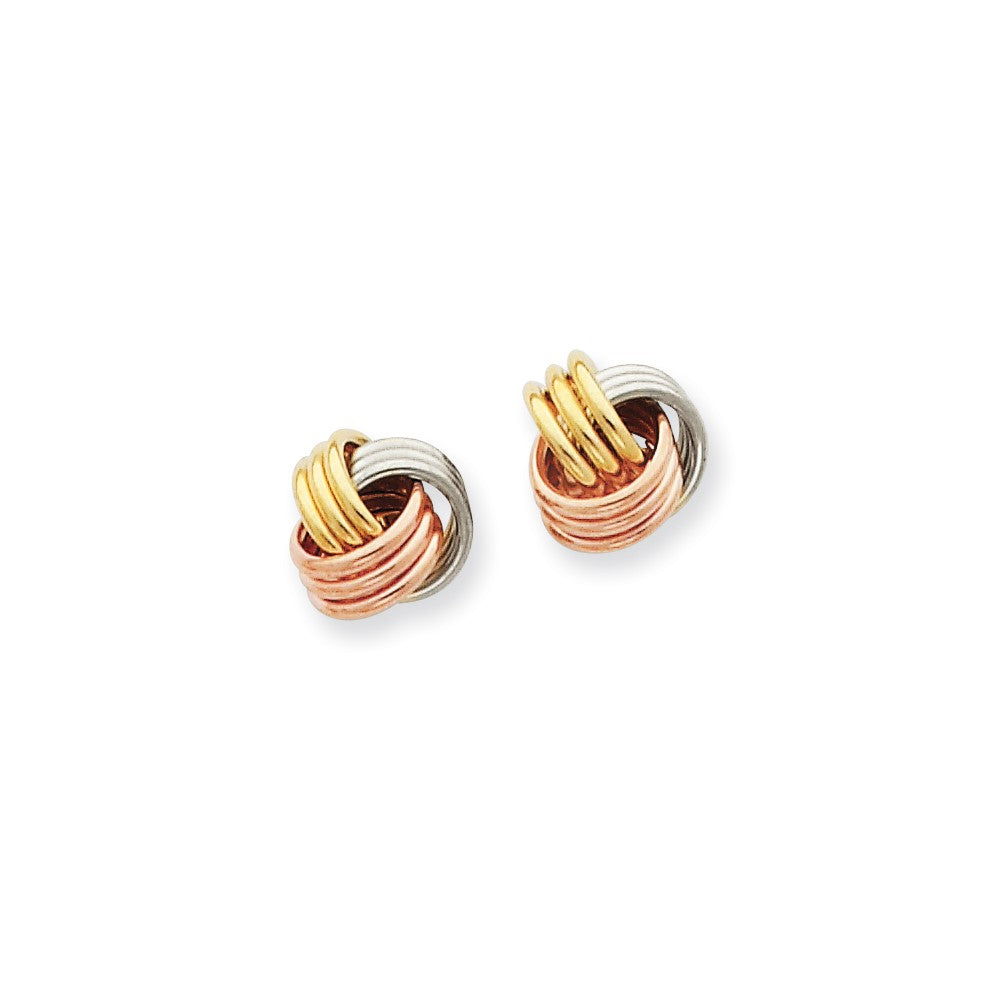 14k Tri-color Ridged Love Knot Post Earrings