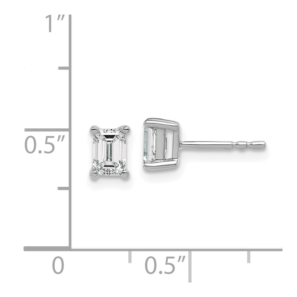 14k White Gold 3/4 ctw Lab Grown Diamond VS+ F+ Emerald 4 Prong Heavy Wt. Stud Earrings
