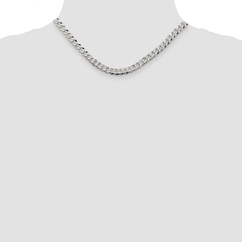 Sterling Silver 6mm Beveled Curb Chain 16 Inches