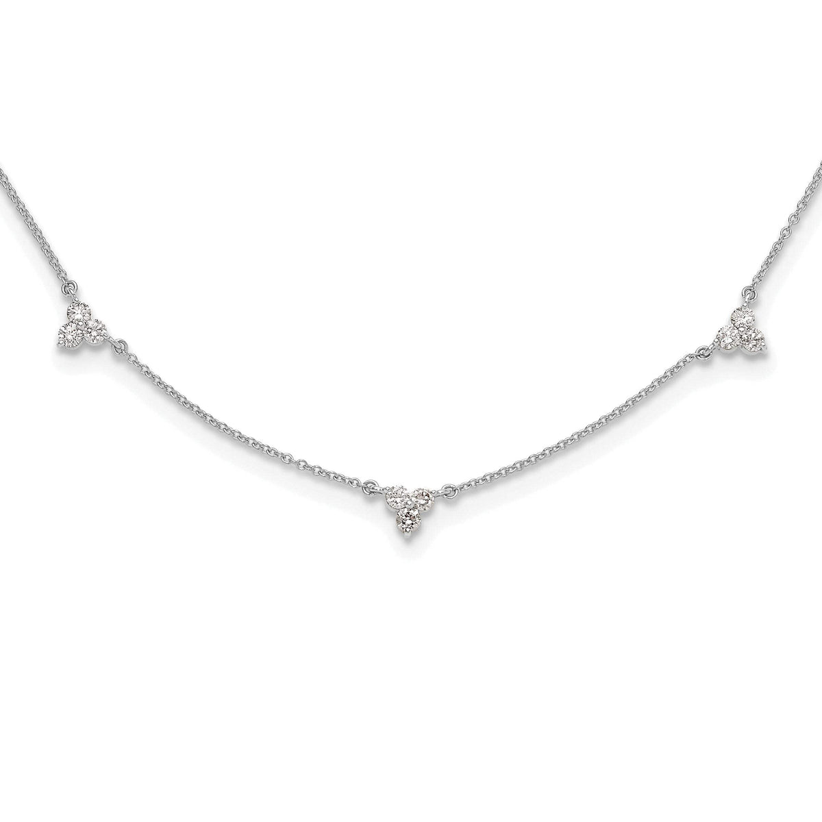 14k White Gold 1 carat Lab Grown Diamond VS/SI+ G+ Seven Station 18 inch Necklace