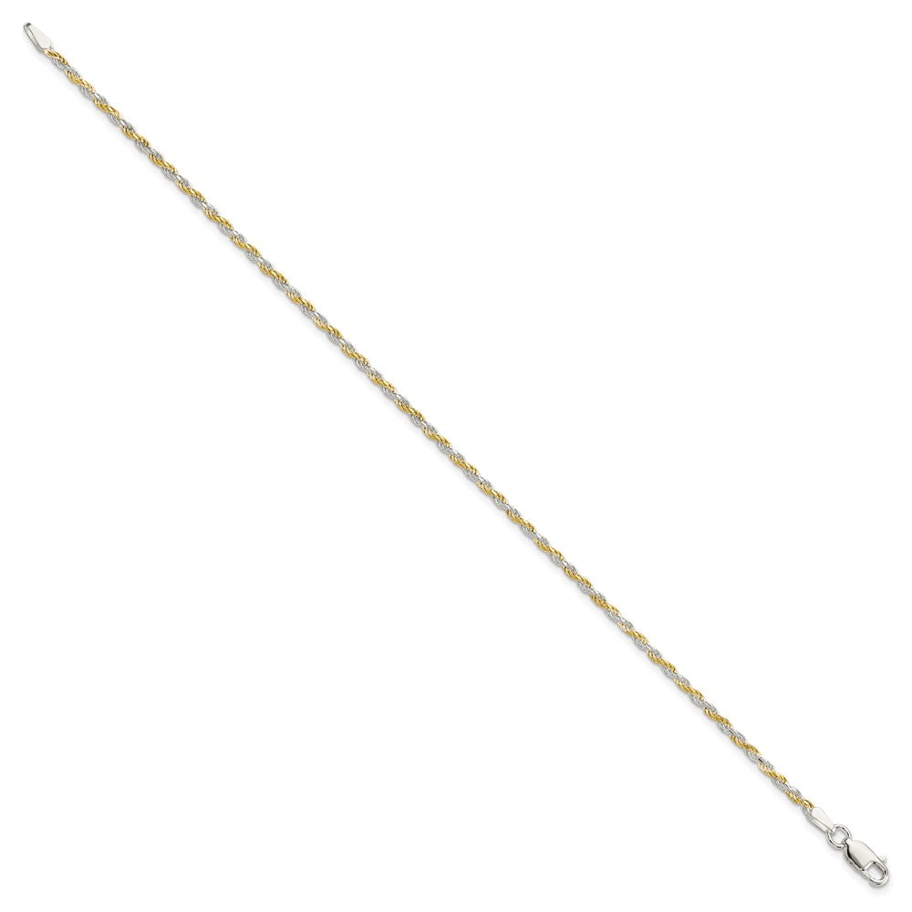 Sterling Silver And Vermeil 1.85mm Diamond-cut Rope Chain 7 inches