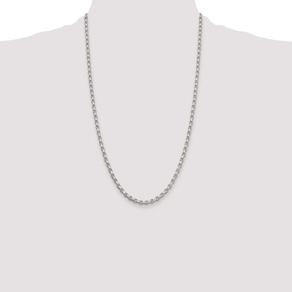 Sterling Silver Rhodium-plated 3.5mm Diamond-cut Rolo Chain