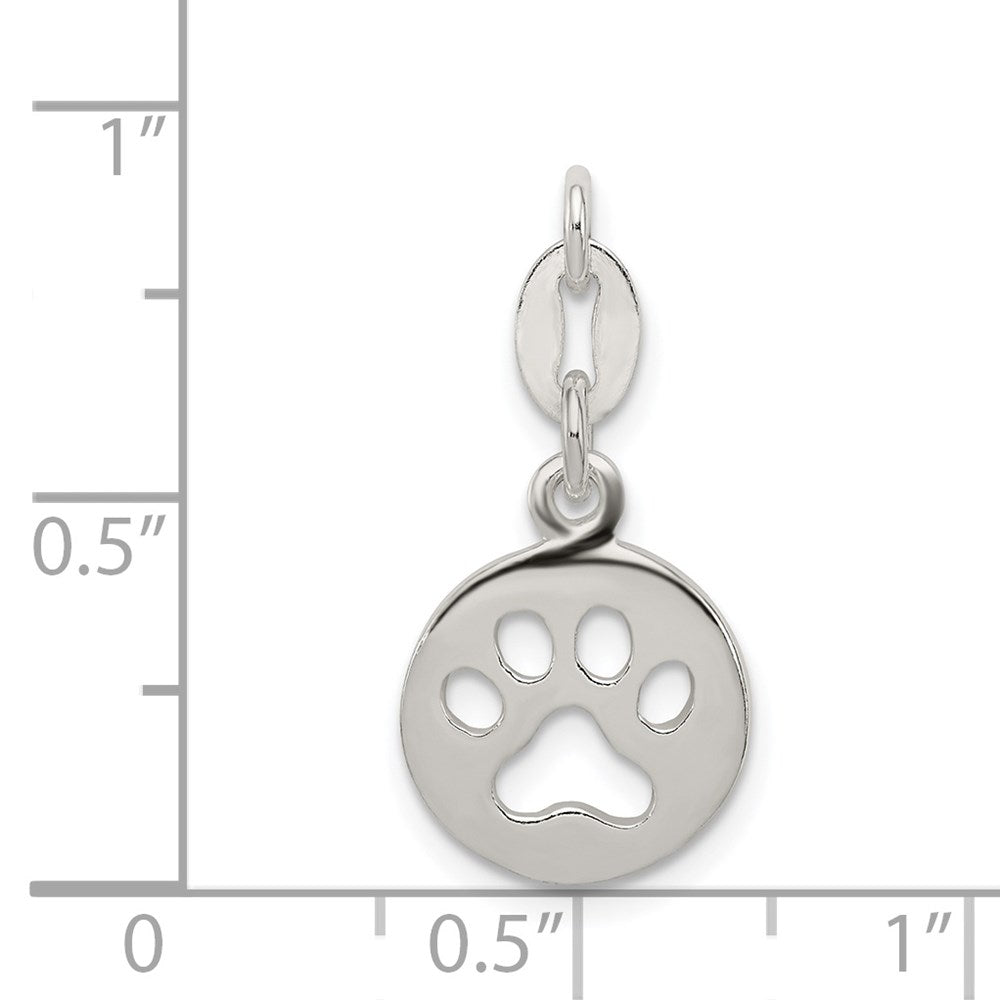 Sterling Silver Round Paw Print Necklace