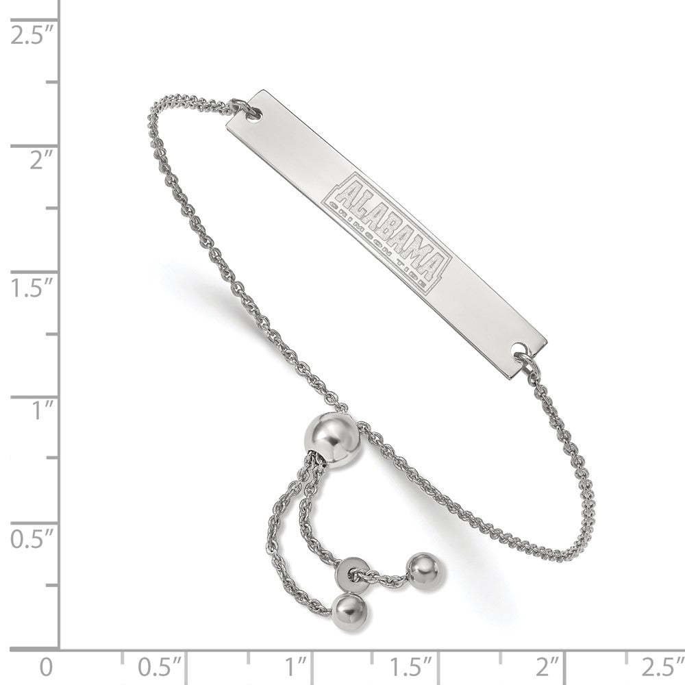 Sterling Silver Rhodium-plated LogoArt University of Alabama Small Bar Adjustable 9 inch Bracelet