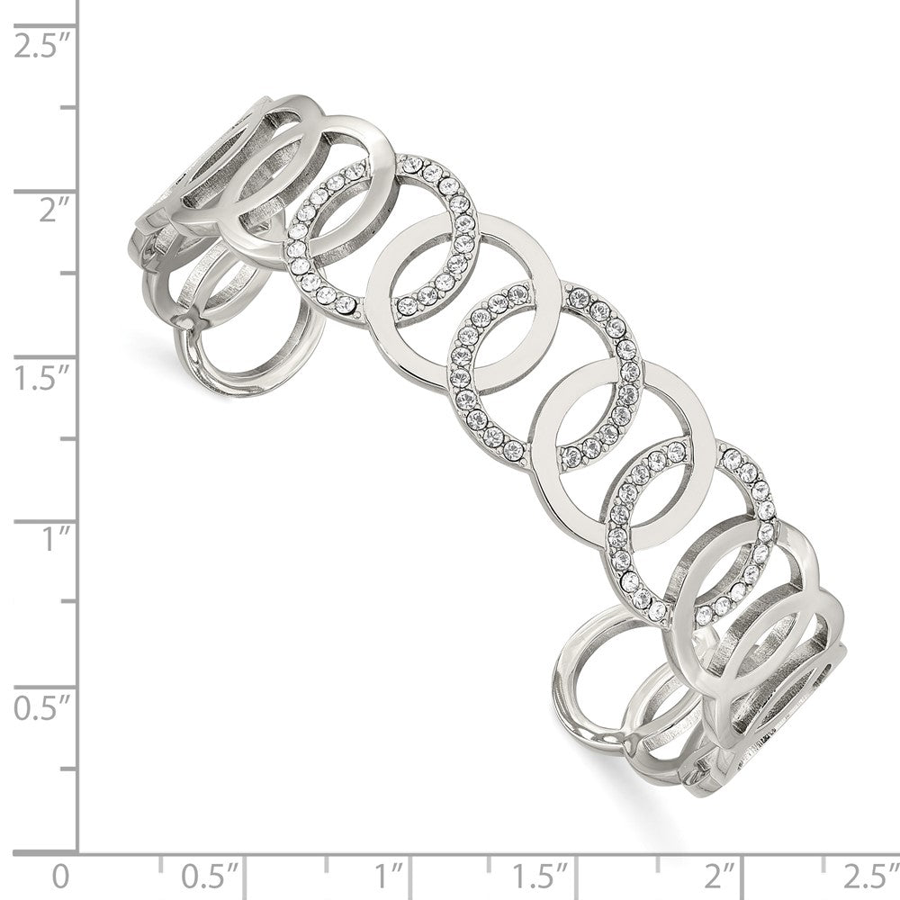 Stainless Steel Polished with Swarovski Crystals 14.5mm Circles Bangle