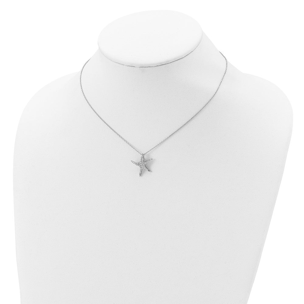 Cheryl M Sterling Silver Rhodium-plated Brilliant-cut CZ Starfish 18 Inch Necklace 18 Inches
