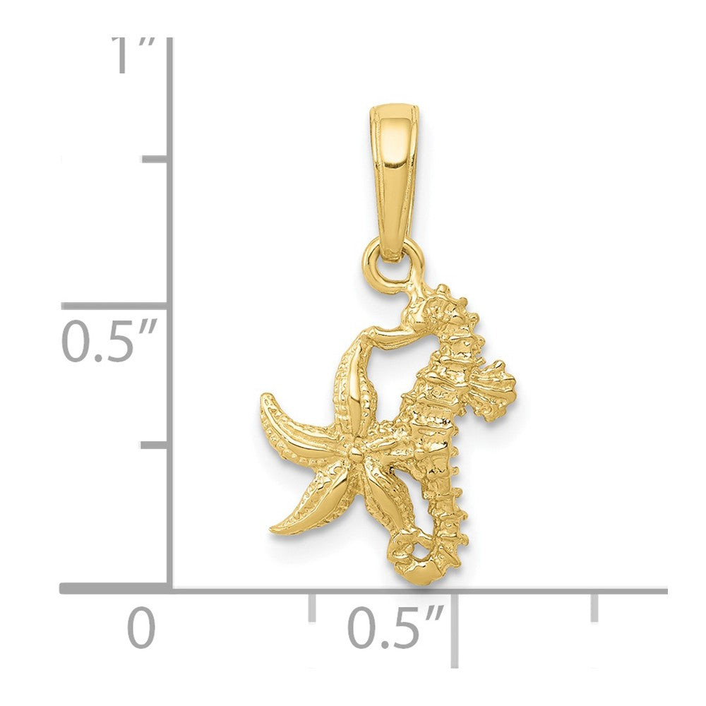 10K Seahorse and Starfish Pendant