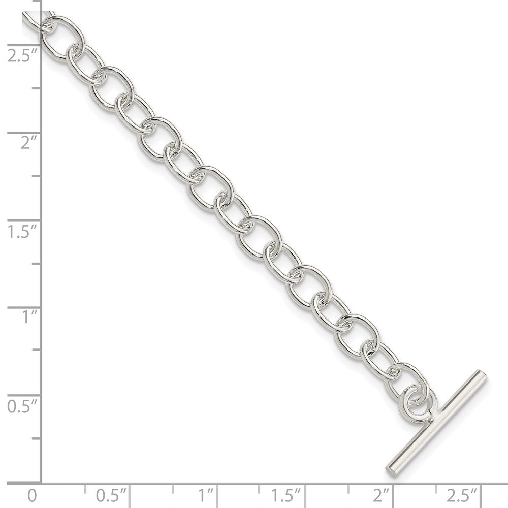 Sterling Silver Polished Fancy Link Toggle Bracelet 7.5 inches