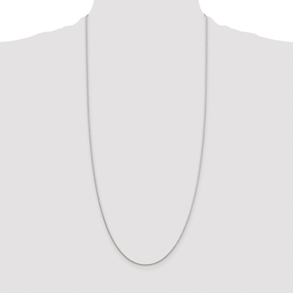 Sterling Silver Rhodium-plated 1.25mm Diamond-cut Round Spiga Chain